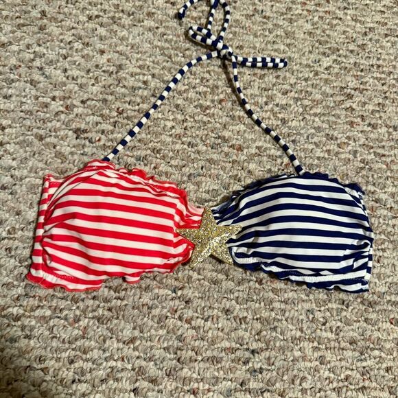 Rare Victoria's Secret Stars and Stripes American Flag Swim Top Bling Size Large - Picture 3 of 5